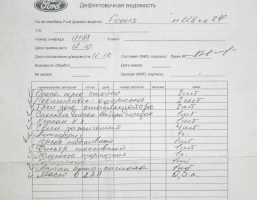 Act defect pentru modelul de reparații auto, formă