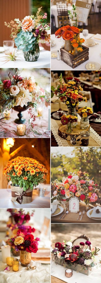 Ötletek esküvői asztalra dekoráció ősszel