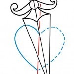 Cum să desenezi o inimă cu un pumnal pe etape, folosind scheme de fotografie