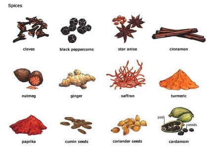 Ca condimente sunt numite în limba engleză, multe din bucătăria din lume conțin o varietate de condimente