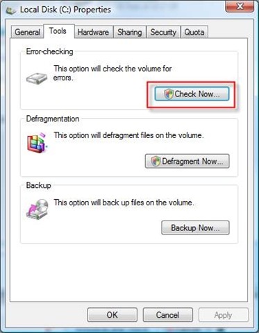 Cum de a verifica ferestrele vista hard disk pentru erori, pentru administratorul de sistem