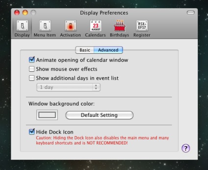 Click-through Calendar în mac os x