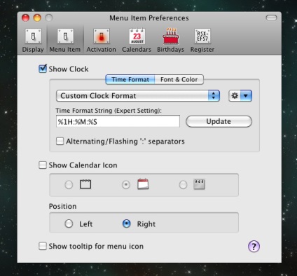 Click-through Calendar în mac os x