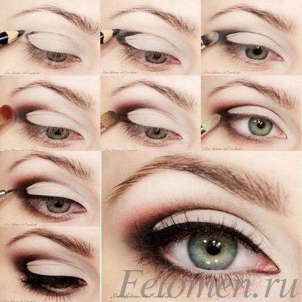 Frumos make-up pentru ochii albaștri cu aplicare în fază și fotografie, felomena