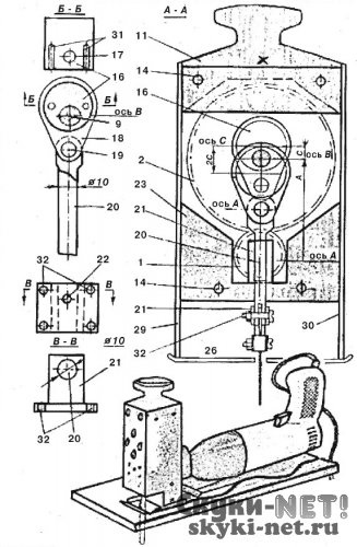 Sawn manual traversa cu un burghiu de mână