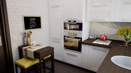 Am selectat designul pentru bucătăria unei mici zone de idei, fotografie