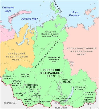 Districtul Federal Siberian (SFO) - harta din Districtul Federal Siberian