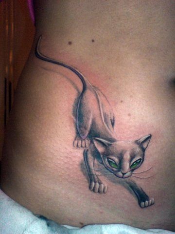 Cat tatuaje pe abdomen