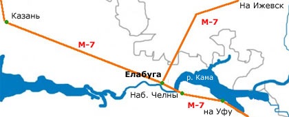 Transportul și amplasarea Yelabuga