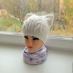 Tricot cu ace de tricotat o pălărie de pisică cu urechi simplă descriere-scheme pentru începători