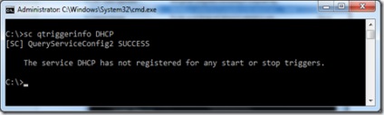 Windows 7 - declanșarea serviciului