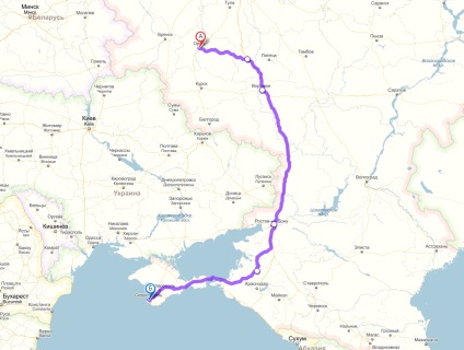 Traseu auto de la St. Petersburg până la Crimeea