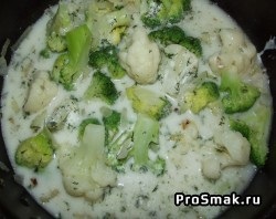 Broccoli și conopidă fierte în smântână, conopidă și supă de broccoli