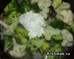 Broccoli și conopidă fierte în smântână, conopidă și supă de broccoli