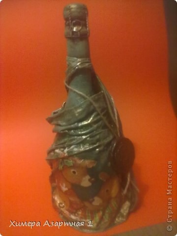 Decoupage Bottle ronggyal, ország művészek