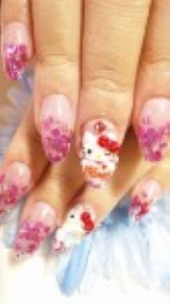 Design de unghii în stil hello kitty, manichiură și pedichiură