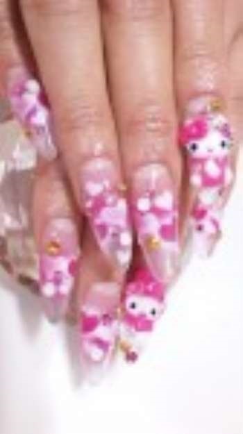 Design de unghii în stil hello kitty, manichiură și pedichiură