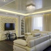 Designul unui apartament luminos cu bucatarie neagra, foto - foto de design interior al apartamentelor si caselor