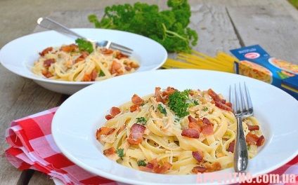 Fettuccine cu pui și slănină - apetisante rețete culinare