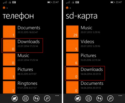 Hol vannak a boot a Windows Phone - hogyan lehet megtalálni, hogyan megy be a mappát, köztük 8