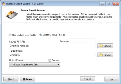 Utilizând expertul de export Outlook pentru a extrage și salva atașamentele Outlook pst