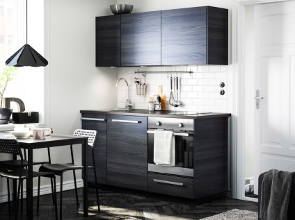 Bucătării Ikea metoda în interior, colț alb și gri desene