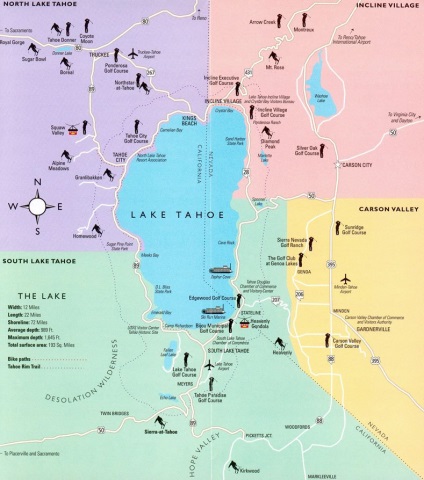 Lacul Tahoe din SUA - centrul de turism stațiune în munții din California, lac tahoe