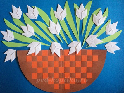 Snowdrop din hârtie origami cu mâinile proprii