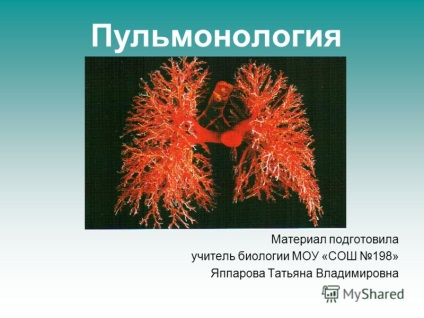 O prezentare pe tema materialelor pulmonologice a fost pregătită de către profesorul de biologie al lui Moș - Sosh 198 - yapparov