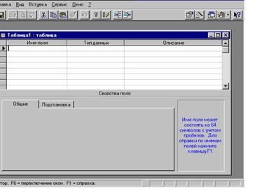 Proiectarea structurii (specificarea) unui tabel