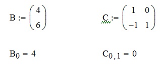 Lucrul cu matrice în mathcad
