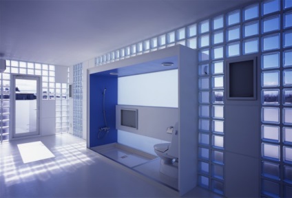 Üvegtégla belsejében a lakás (fotó 22), a tervezés, a fürdőszoba, konyha, hálószoba, bútor üvegtégla