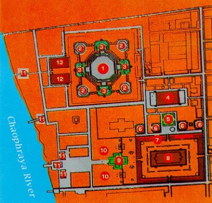 Wat Arun (a Wat Arun) Bangkok - hindu templomban hajnal (diagram és fotó), Thaiföld