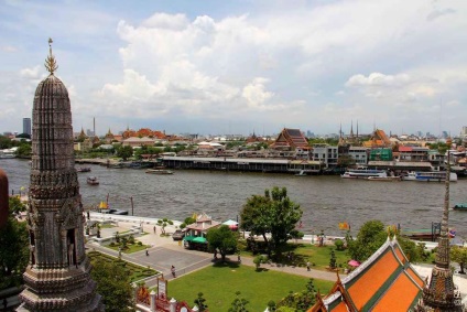 Wat Arun (a Wat Arun) Bangkok - hindu templomban hajnal (diagram és fotó), Thaiföld