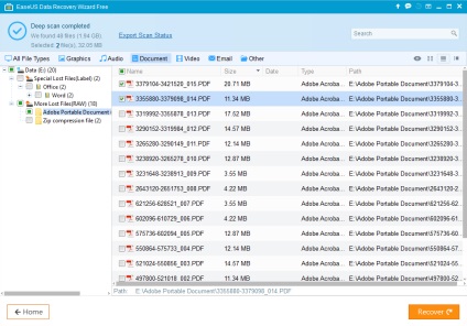 Restaurați fișierele cu recuperare de date easeus