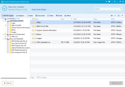 Възстановяване на файлове с помощта на маска за възстановяване на данни EASEUS