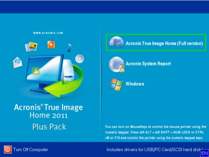 Acronis True Image Home 2011 plus csomag helyreállítási funkciót eltérő
