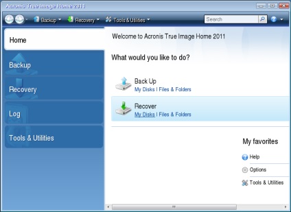 Acronis true image home 2011 plus funcția de recuperare a pachetelor pe o mașină cu un alt