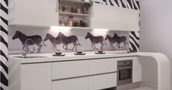 Idei de proiectare pentru bucătărie imprimă animal în designul de pereți, mobilier, în detaliu de decor de stiluri diferite