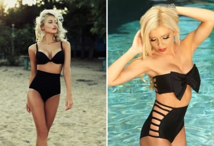 Modă costume de baie negre - coezive și separate, retro și bikini, bando și pushup