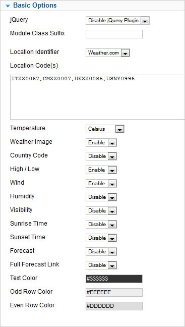 Modulul de vreme pentru joomla 2