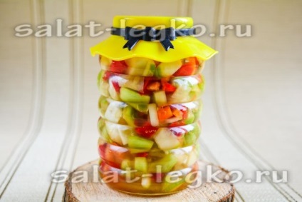 Fűszeres saláta - Tapasztalt - zöld paradicsom a téli recept cukkini és a paprika