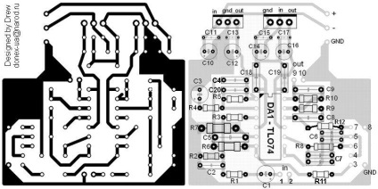 Amplificator preliminar pentru un subwoofer