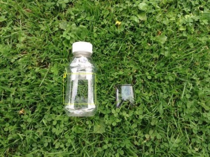 Scoop a szedés bogyókat, készült egy műanyag palack