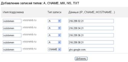 Létrehozása egy aldomain, blogger