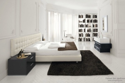 Dormitor în culori deschise interior și design de cameră în culoarea albă, idei interesante