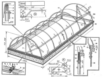 Greenhouse polikarbonát kezüket rajz és videó