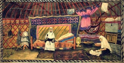 Decoratiuni interioare ale unui yurt