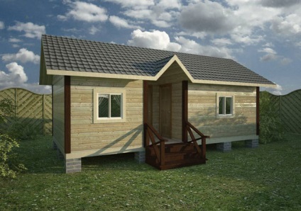 Baie cu un hozblokom sub un singur acoperiș proiectează cu un hambar și o toaletă, un pădure de lemn