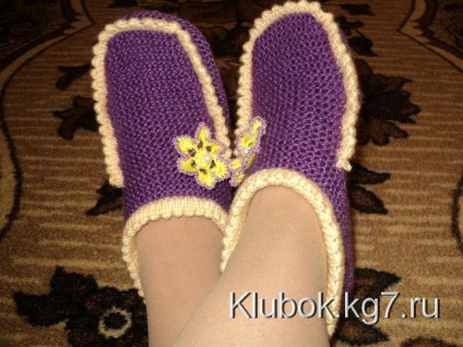Minunate papuci cu ace de tricotat din elena lui Bobrovniki